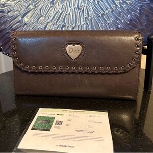 Dior Chocolate Leather Clutch Wallet EUC